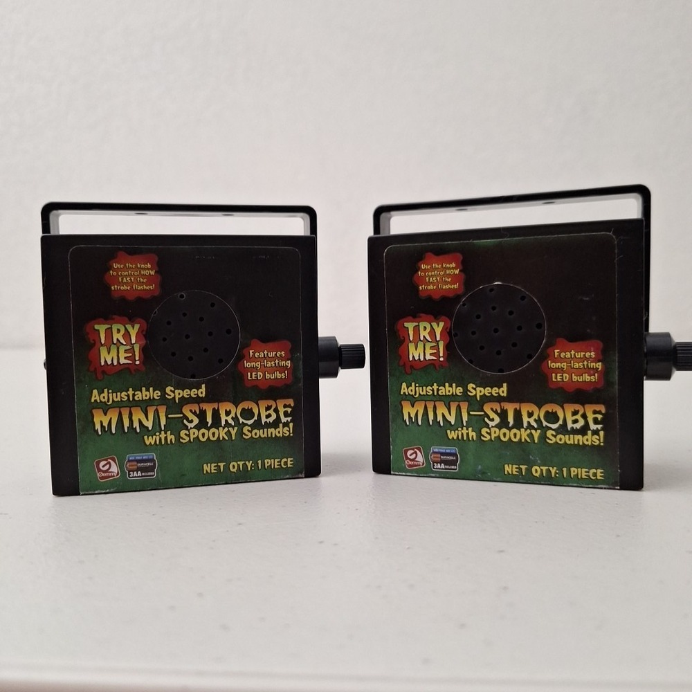 2 GEMMY Halloween Mini-Strobe Light w/ Spooky Sounds Sensor Adjustable Vtg WORKS - Picture 5 of 12